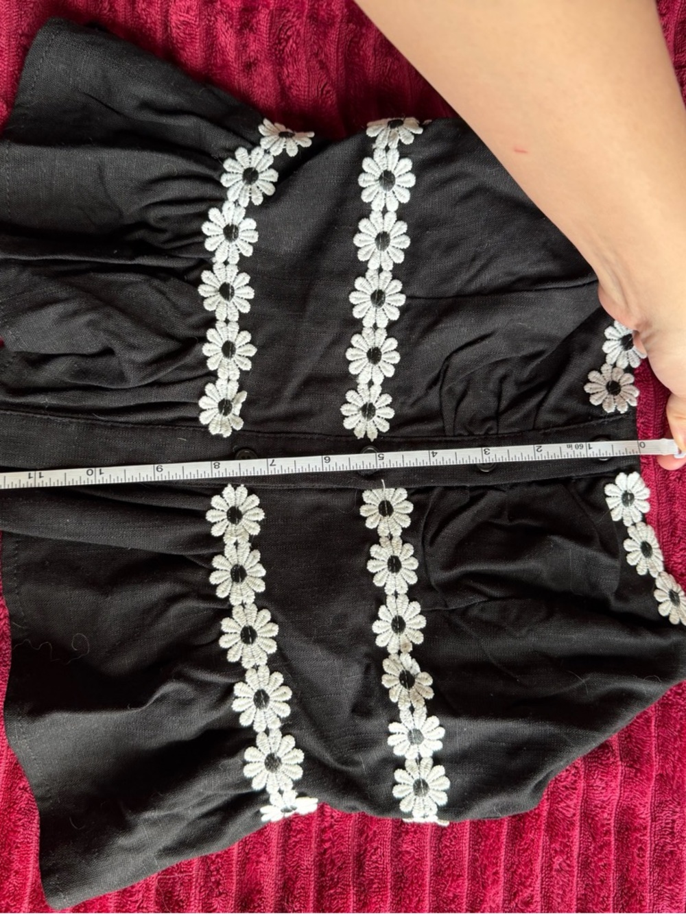 Altar’d State Black Floral-Trim Button Front Peplum Adjustable Strap Tank Top - Picture 8 of 12